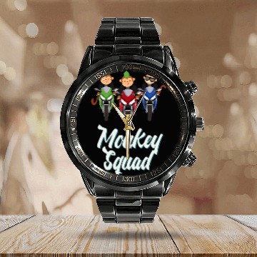 Discover Monkey Tail Wild Primate Biker Squad Motorcycle Monkies Ride Calendar Steel Band Watch