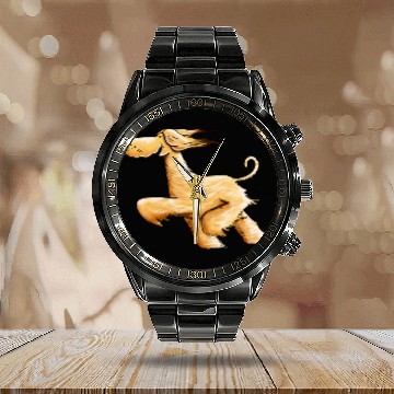 Discover Running Afghan Hound For Dog Lover Calendar Steel Band Watch