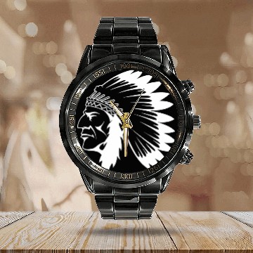 Discover Indigenous Art Chief Southwest 3 Baseball Tees Calendar Steel Band Watch