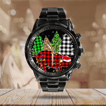 Discover xmass Pig Animals Christmas buffalo plaids Leopard Baseball Tees Calendar Steel Band Watch