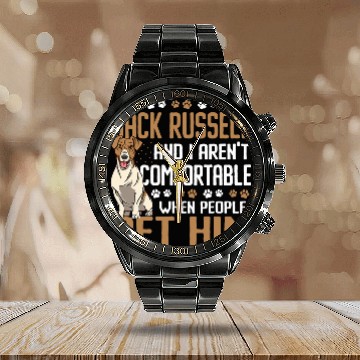 Discover Funny Dont Pet Him Jack Russel Calendar Steel Band Watch