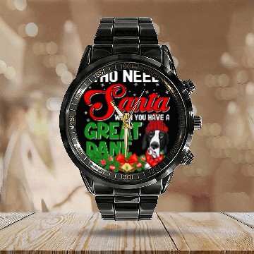 Discover Bears Funny Great Dane With Santa Hat Beard Christmas Calendar Steel Band Watch Baseball Tees