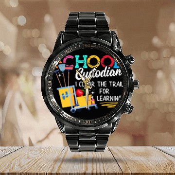 Discover School Custodian Clear Trail Learning 2Janitor Appreciation 24 Calendar Steel Band Watch
