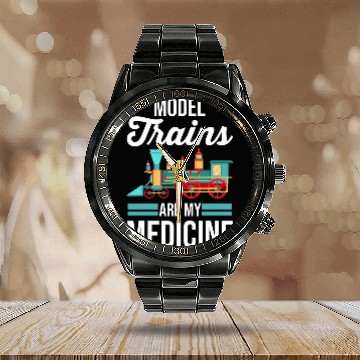 Discover Model Train RC Railroad Railway Locomotive Calendar Steel Band Watch