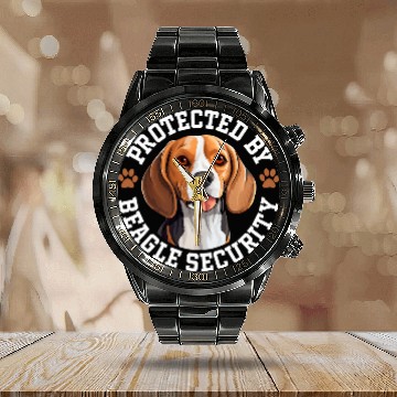Discover Protected by Beagle Security Calendar Steel Band Watch
