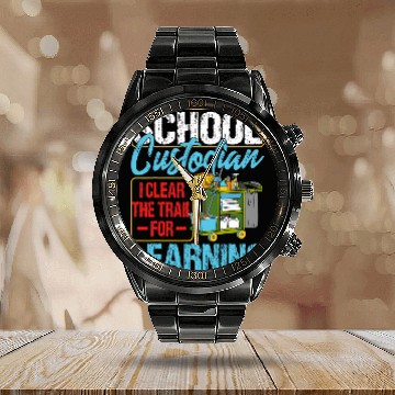 Discover School Custodian Clear Trail Learning 2Janitor Appreciation 21 Baseball Tees Calendar Steel Band Watch