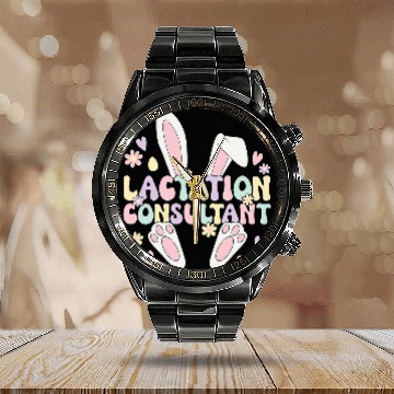 Discover Lactation Consultant Easter Bunny Lactation Specialist Calendar Steel Band Watch