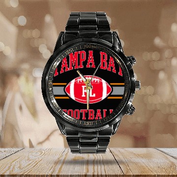 Discover Tampa Bay Buccaneers Football Graphic Calendar Steel Band Watch
