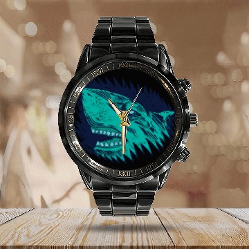 Discover Shark for Ocean Lovers Marine Biologist Baseball Tees Calendar Steel Band Watch