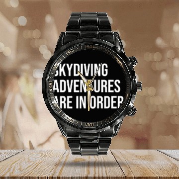 Discover Skydiving BloggerVlogger Meme Quote Calendar Steel Band Watch