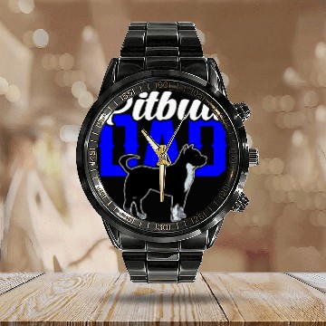 Discover Pitbull Dad Calendar Steel Band Watch