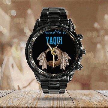 Discover Native American Buffalo Beautiful Calendar Steel Band Watch