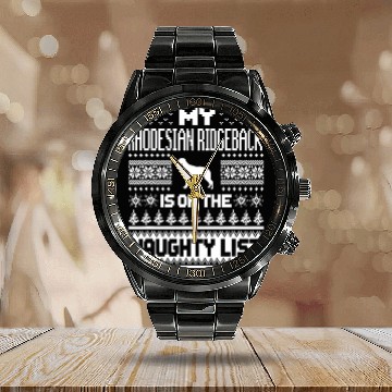 Discover Rhodesian Ridgeback On Naughty List Dog Ugly Christmas Calendar Steel Band Watch