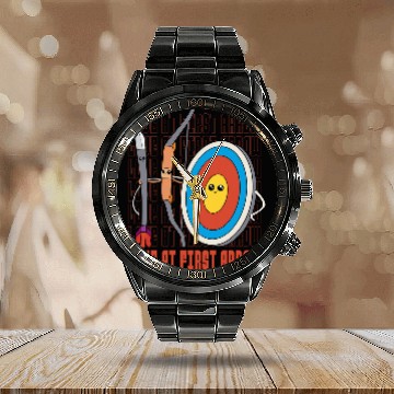 Discover Love at First Arrow Bow targets Archery Instructor Calendar Steel Band Watch