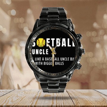 Discover Softball Uncle Bigger Balls Funny baseball Grandpa Baseball Tees Calendar Steel Band Watch