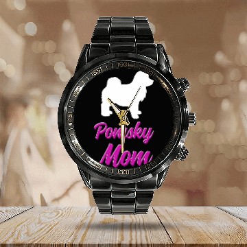 Discover Pomsky Owner Dog Mom Apparel Baseball Tees Calendar Steel Band Watch
