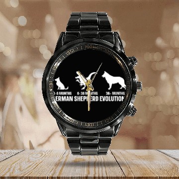 Discover German Shepherd Evolution Design for a German Shepherd Owner Calendar Steel Band Watch