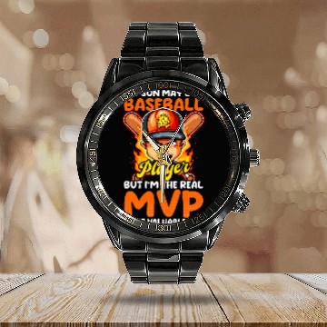 Discover Son May Be Player mosts Valuable Pop Design Baseball Dad Zip Calendar Steel Band Watch