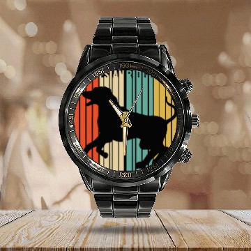 Discover Rhodesian Ridgeback Retro 1970s Dog Silhouette Calendar Steel Band Watch