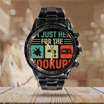 Discover Im Just Here For The Hookups Funny Camp RV Camper Camping 13 Baseball Tees Calendar Steel Band Watch
