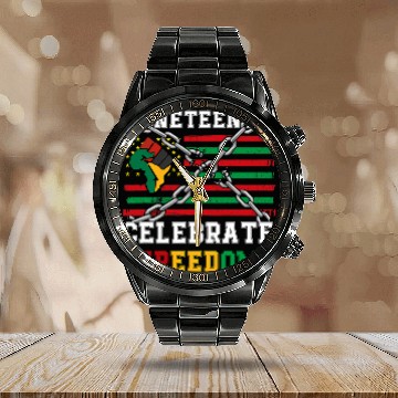 Discover Juneteenth Black African American Apparel Zip Calendar Steel Band Watch