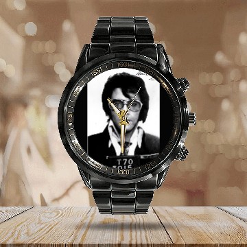 Discover Elvis Presley Mugshot Calendar Steel Band Watch 2629