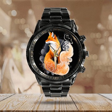 Discover Intricately Detailed Fantasy Red Fox Art Baseball Tees Calendar Steel Band Watch
