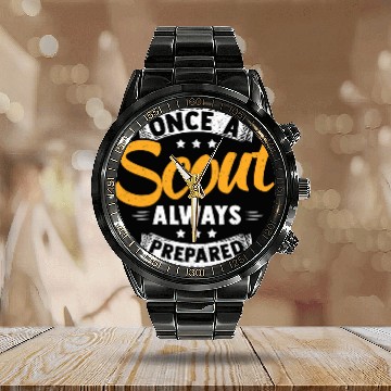 Discover Scout Camp Camping Outdoor Scouting Zip Calendar Steel Band Watch
