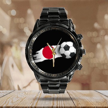 Discover Japan Soccer Ball Calendar Steel Band Watch