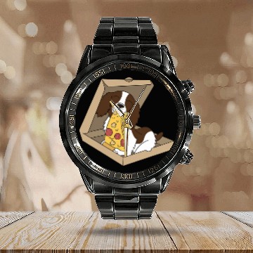 Discover Pizza Springer Spaniel English Dog Calendar Steel Band Watch