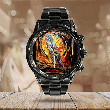 Discover Native American Indian Design Warrior Native American 15 Calendar Steel Band Watch