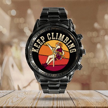 Discover Keep Climbing Loves Climber Mountain Boulder Rock Climbing Baseball Tees Calendar Steel Band Watch