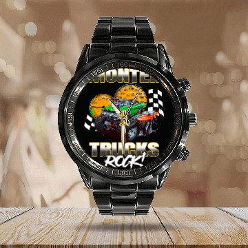 Discover Monster Trucks Rock Calendar Steel Band Watch