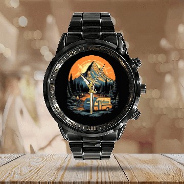 Discover Teardrop Trailer RV Camping Camper Tiny House Mountain 2 Baseball Tees Calendar Steel Band Watch