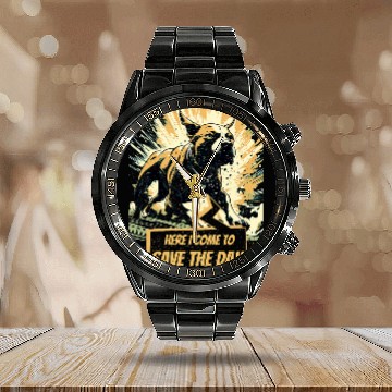 Discover Pitbull Pit bull comics style Calendar Steel Band Watch