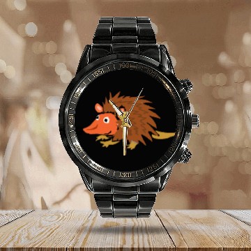 Discover Smileteesanima Funny Hedgehog Primitive Art Calendar Steel Band Watch