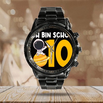 Discover Ich bin schon 10 10 Geburtstag Astronaut Calendar Steel Band Watch