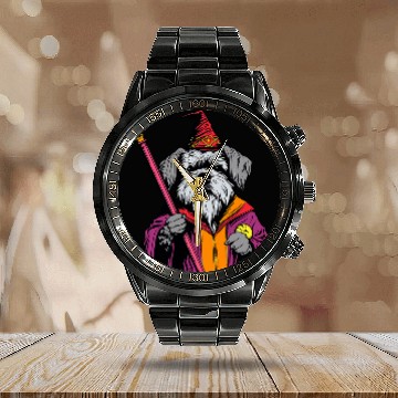 Discover Schnauzer Wizard Funny Dog Magic 1 Baseball Tees Calendar Steel Band Watch