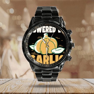 Discover Powered by Garlic 2Garlic Lover Calendar Steel Band Watch