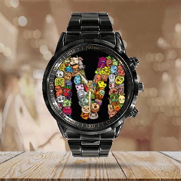 Discover Letter M Monsters Alphabet Name Initial Cute Monogrammed Baseball Tees Calendar Steel Band Watch