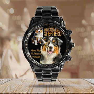 Discover I Love My Australian Shepherd Zip Calendar Steel Band Watch