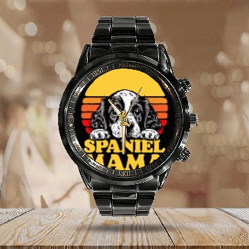 Discover Spaniel Mama Cute English Cocker Spaniel Puppy Mom Retro Baseball Tees Calendar Steel Band Watch