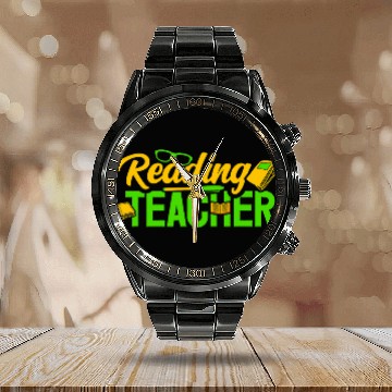 Discover Reading Teacher English Educator Bookish Bookworm Reader Calendar Steel Band Watch