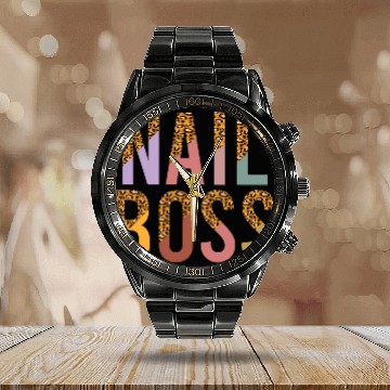 Discover Nail Boss Leopard Print 1 Baseball Tees Calendar Steel Band Watch