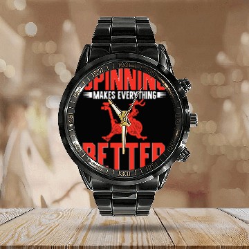 Discover Spinning Makes Everything Better Spin Class Indoor Cycling Calendar Steel Band Watch