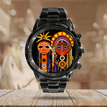Discover Native American Moon and Sun Guidance Shamen Zip Calendar Steel Band Watch