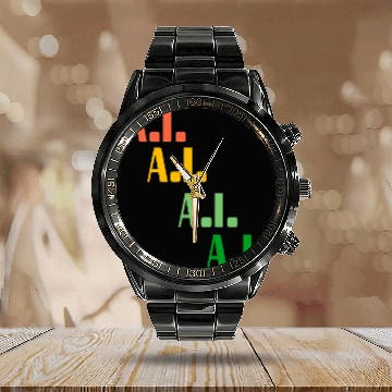 Discover Smilemoretees Fun Colorful Artificial Intelligence AI Art Calendar Steel Band Watch