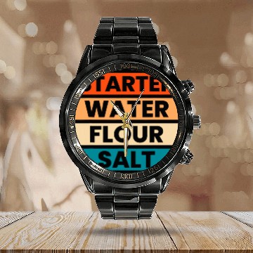 Discover Starter Water Flour Salt Sourdough Starter Baker Bread 1 Calendar Steel Band Watch