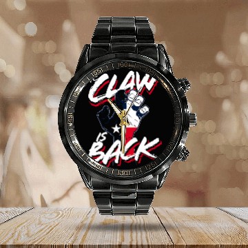 Discover The Claw is Back Texas Baseball Zip Calendar Steel Band Watch