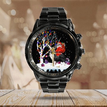Discover Santa Riding Border Collie Dog Tree Lights Border Collie Fun Baseball Tees Calendar Steel Band Watch